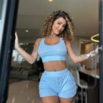 Malu Trevejo Instagram - Choosing Comfort Ribbed PJ Short Set - Light Blue @fashionnova 🩵 love this comfy set 😍