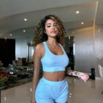 Malu Trevejo Instagram - Choosing Comfort Ribbed PJ Short Set - Light Blue @fashionnova 🩵 love this comfy set 😍