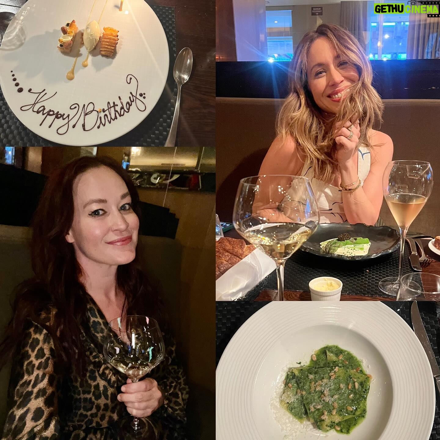 Mamrie Hart Instagram - Came up to Napa for this spitfire’s bday and did what we do best…. Eat and drink everything. Amazing meal at @latoquerestaurant who were so nice Perfect wine pairings! Tour of kitchen! Pillowy homemade pasta with pesto! Raclette with sparkling as a palate cleanser! Best veg tasting menu I’ve ever seen! 🥂 Gonna keep riding out this mode where I put on cute dresses and leave the house before I inevitably turn into Chet from the end of ‘Weird Science’ for the next month! 💓🔶💓 Happy bday @jaclynrjohnson 💓🔶 39 looks good on you! I can literally hear you singing Olivia Rodrigo on the treadmill right now as sit on the couch.
