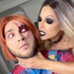 Manny MUA Instagram – Bride of Chucky x Chucky 🔪🔪 Happy Halloween friends 🎃 Who saw our Halloween edition episode of Foolcoverage podcast?! What should we be next year? #halloween #halloweencostume  makeup by @makeupbygilly 🤍🕷