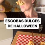 María Castro Instagram – VUELVO con mis recetitas sencillas y temáticas!!!!
Hoy va una para Halloween!!!!

ESCOBITAS mágicas y deliciosas!
Una lámina de hojaldre, cortada en rectángulos
Untamos con lo que más nos apetezca: crema de chocolate, de cacahuete, mermelada…
Doblamos por la mitad y cortamos los pelitos
Enroscamos en torno a un palito de pan o galleta
Pintamos con huevo y se va al horno a 180 unos 10 min!!!

Te morirás de sabor y de miedoooooooo!!!!