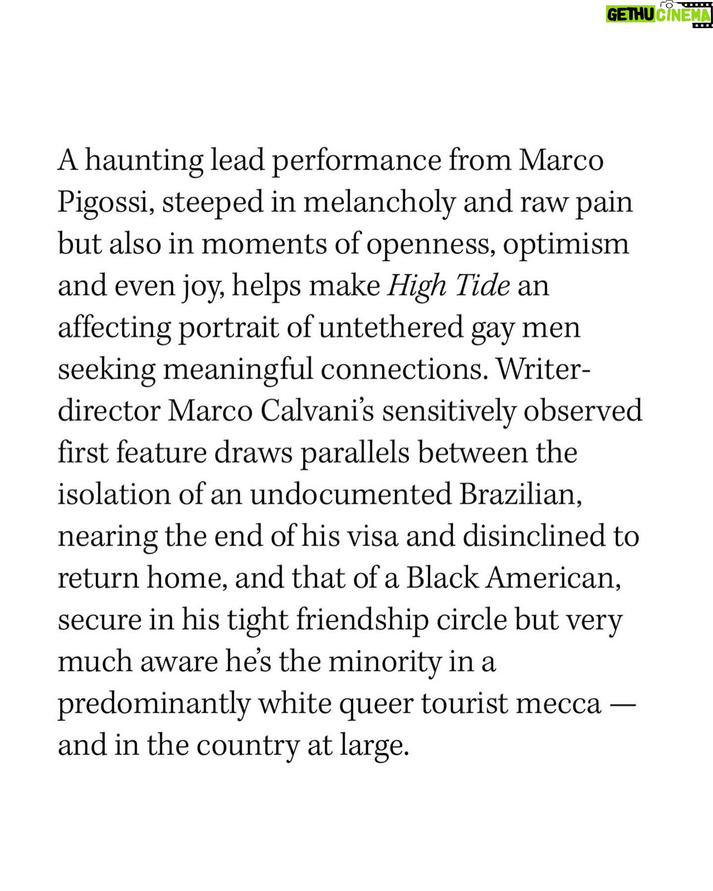 Marco Pigossi Instagram - A haunting lead performance from Marco Pigossi, steeped in melancholy and raw pain but also in moments of openness, optimism and even joy, helps make High Tide an affecting portrait of untethered gay men seeking meaningful connections. Writer-director Marco Calvani’s sensitively observed first feature draws parallels between the isolation of an undocumented Brazilian, nearing the end of his visa and disinclined to return home, and that of a Black American, secure in his tight friendship circle but very much aware he’s the minority in a predominantly white queer tourist mecca — and in the country at large. Clica na tradução para ler em Português ❤️