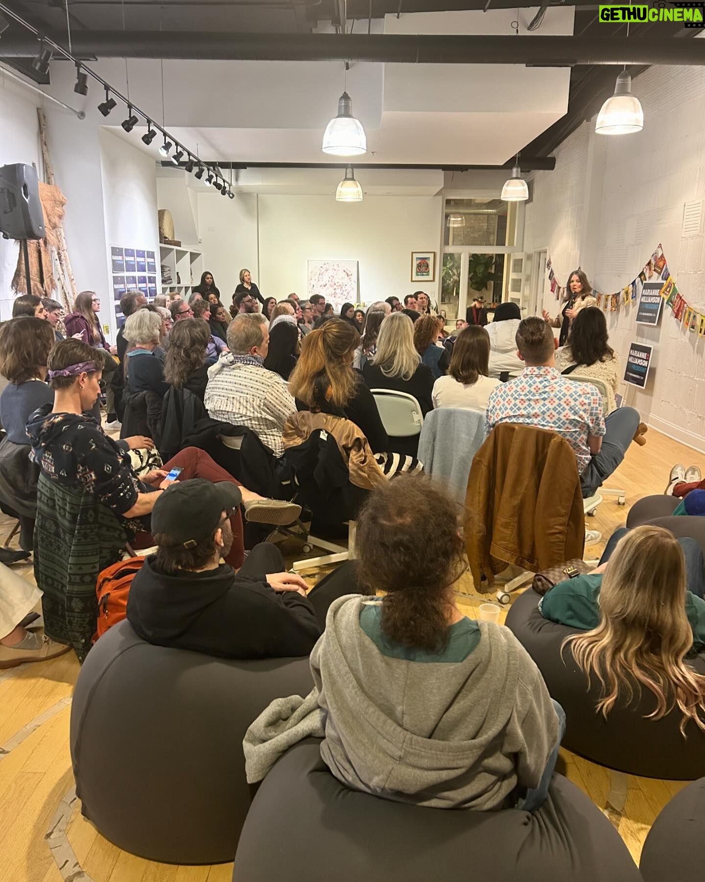Marianne Williamson Instagram - I had a wonderful time last night speaking at The Altar in Chicago, sharing a conversation about the state of our country with such wonderful people. There are two distinctly different realms of experience involved in all this. One is the American people, the experience of whom is exhilarating and inspiring. We are a good and noble people when we are called to be, no better and no worse than anyone else in the world. The problem is not the American people. The problem is a sclerotic political system that acts like a lid that sits on top of the angels of our better nature. The political media industrial complex creates a block to the expression of vitality and regeneration that would otherwise come forth at such a time as this. I’m continuing to travel because we need to harness the angels of our better nature for broad scale social and political change. We simply must. It’s not about winning power for a politician. It’s about winning power for the people. Thomas Jefferson said “the only safe repository for power in the United States is in the hands of the people.” We need to assume power in our heads and hearts that we might take it back into our hands. On to Tucson, Arizona today. New Orleans next week. Check the event page at Marianne 2024.com to see where I will be. Please continue to spread the word, the videos etc. and please donate to support the work so we can continue to put it all out there through the primaries. Have a beautiful day, and thanks again to all the people in California, Washington, Michigan, Georgia, and Illinois - all around the country, really - who have been so unbelievably wonderful.