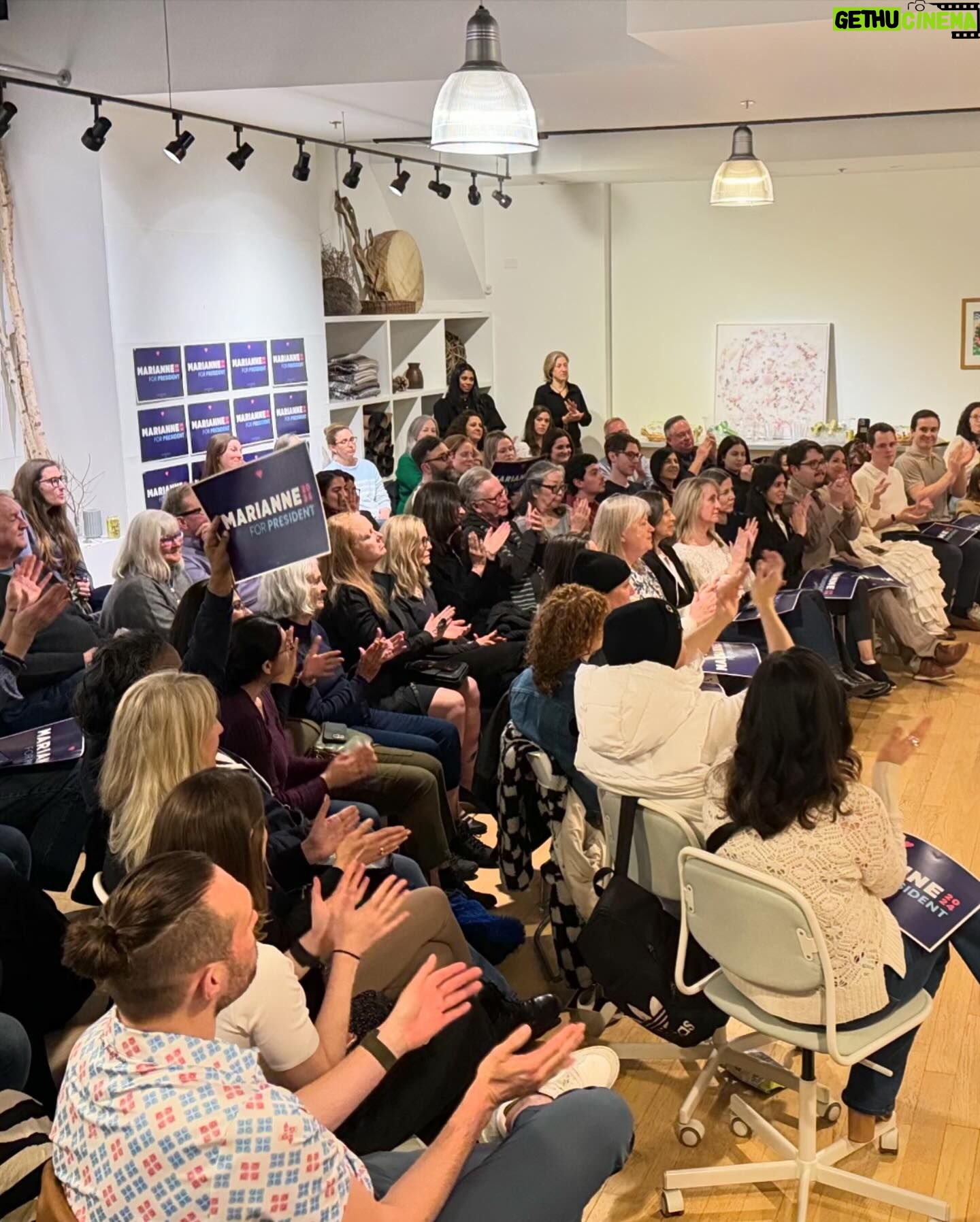 Marianne Williamson Instagram - I had a wonderful time last night speaking at The Altar in Chicago, sharing a conversation about the state of our country with such wonderful people. There are two distinctly different realms of experience involved in all this. One is the American people, the experience of whom is exhilarating and inspiring. We are a good and noble people when we are called to be, no better and no worse than anyone else in the world. The problem is not the American people. The problem is a sclerotic political system that acts like a lid that sits on top of the angels of our better nature. The political media industrial complex creates a block to the expression of vitality and regeneration that would otherwise come forth at such a time as this. I’m continuing to travel because we need to harness the angels of our better nature for broad scale social and political change. We simply must. It’s not about winning power for a politician. It’s about winning power for the people. Thomas Jefferson said “the only safe repository for power in the United States is in the hands of the people.” We need to assume power in our heads and hearts that we might take it back into our hands. On to Tucson, Arizona today. New Orleans next week. Check the event page at Marianne 2024.com to see where I will be. Please continue to spread the word, the videos etc. and please donate to support the work so we can continue to put it all out there through the primaries. Have a beautiful day, and thanks again to all the people in California, Washington, Michigan, Georgia, and Illinois - all around the country, really - who have been so unbelievably wonderful.