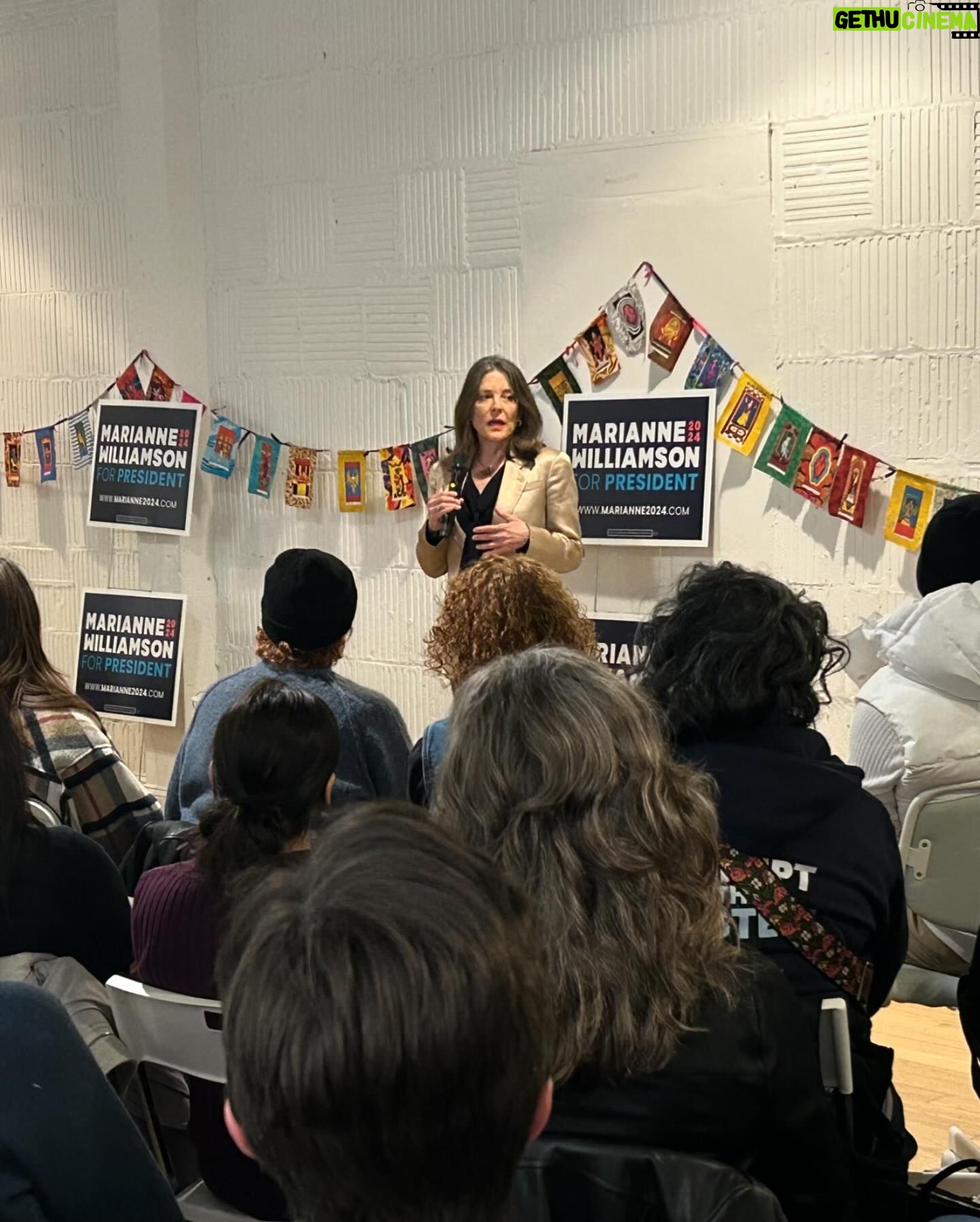 Marianne Williamson Instagram - I had a wonderful time last night speaking at The Altar in Chicago, sharing a conversation about the state of our country with such wonderful people. There are two distinctly different realms of experience involved in all this. One is the American people, the experience of whom is exhilarating and inspiring. We are a good and noble people when we are called to be, no better and no worse than anyone else in the world. The problem is not the American people. The problem is a sclerotic political system that acts like a lid that sits on top of the angels of our better nature. The political media industrial complex creates a block to the expression of vitality and regeneration that would otherwise come forth at such a time as this. I’m continuing to travel because we need to harness the angels of our better nature for broad scale social and political change. We simply must. It’s not about winning power for a politician. It’s about winning power for the people. Thomas Jefferson said “the only safe repository for power in the United States is in the hands of the people.” We need to assume power in our heads and hearts that we might take it back into our hands. On to Tucson, Arizona today. New Orleans next week. Check the event page at Marianne 2024.com to see where I will be. Please continue to spread the word, the videos etc. and please donate to support the work so we can continue to put it all out there through the primaries. Have a beautiful day, and thanks again to all the people in California, Washington, Michigan, Georgia, and Illinois - all around the country, really - who have been so unbelievably wonderful.
