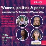 Marianne Williamson Instagram – Join me for an online panel on women, politics & peace this Friday, March 8.

More info at https://www.globalcompassioncoalition.org/events/