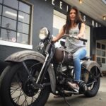 Marie Avgeropoulos Instagram - That glorious day I got lucky enough to ride this beautiful 1948 Harley FLT . I hope I’m a Harley girl until I need dentures. #2wheels1love #🖤