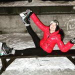 Marie Avgeropoulos Instagram - When treading on thin ice , you best learn how to skate on it ❄️⛸ . . . . . . #canadian #skating @mackage #learningthroughplay #gooutside #outdoorsyaf