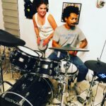 Marie Avgeropoulos Instagram - 🎵🎵🎵 Music with my friends bangs out all the ❤️🥁 vibes every time! 🎵🎵🎵 ……. Yes I have a drum set in my kitchen . W/ @eddiesteeples 😁💃🏻 . . . . . . . . . #friends #jam #together #staytogether #rockandroll #drumset #girlswhoplay