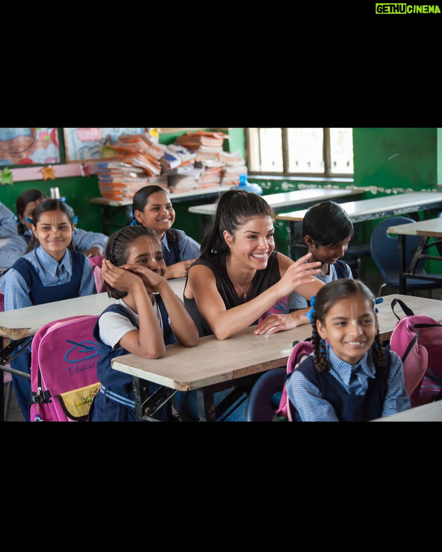 Marie Avgeropoulos Instagram - Always love helping young empowered women - to be powerful through learning ! Click the link in my bio - to watch a free docuseries on how you can help girls in rural India get educated - and not sold due to child marriage . These are some of their smiling faces in this photo. Comment below how it pulled on your heartstrings ….. & how you can sponsor a girl today. #shemustcount #fflv #educatewomen #india #love #share