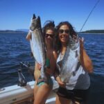Marie Avgeropoulos Instagram - Friends who catch dinner together are from the same feather 👊🏼@shoana13 #salmon #chickswhofish #yummie