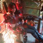 Marie Avgeropoulos Instagram - 🎬BTS Bloodreina sitting w/@mybestfriendchewy plotting bunker survival. Maybe lunch. 🤔 #the100 #behindthescenes