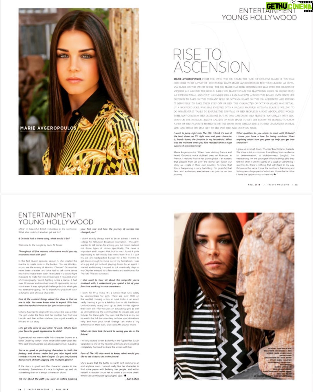 Marie Avgeropoulos Instagram - 🖤FASHION ISSUE ON SHELVES NOW ! @inlovemag 🖤 http://inlovemag.com/ <—— or read full interview here MEMOIRS OF APHRODITE 🇬🇷 #photographer @Ryanjerome #stylist @_Elena_Vasilevsky #production @Eggyproduction @Erickstryker #makeup @jessicachu #hair @gloriaespinosa boots by @fendi jumpsuit @lakrisbrand @fflvindia