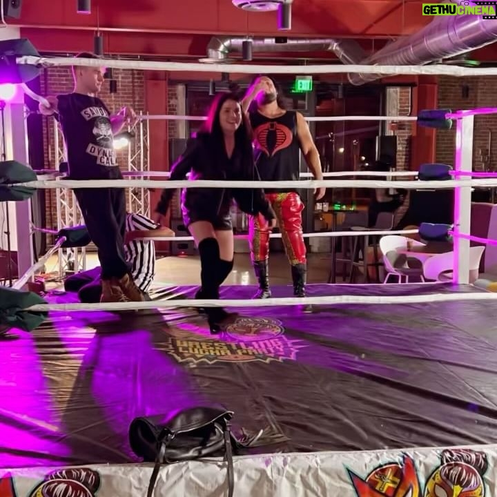 Marie Avgeropoulos Instagram - When she goes to a birthday bash and finds a wrestling ring ….. hint : theme of my next exciting project ! 💃👊 #queenofthering