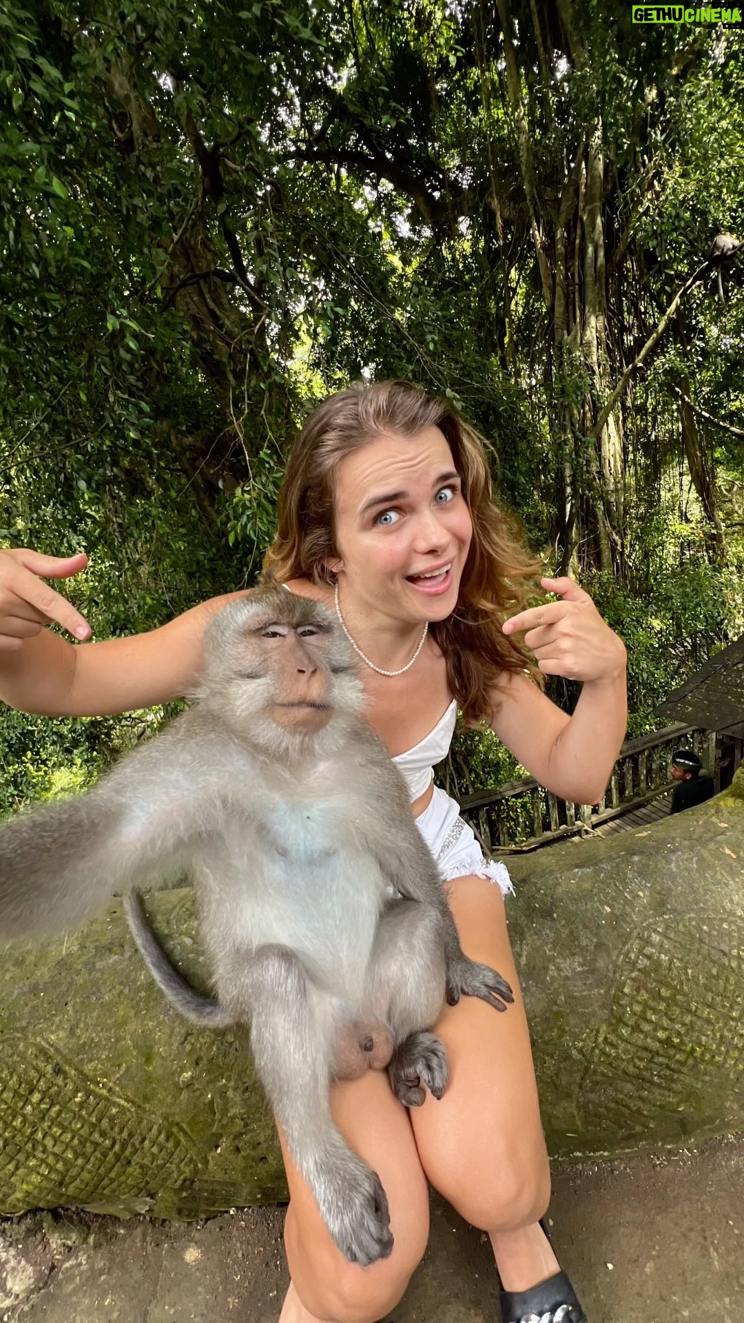 Marina Yers Instagram - De Photoshop nada aquí se le paga un sueldo a los monos por cada cosa que hacen, como tomarse esta selfie 🤳😏 #monkeyforestbali #monkey #selfiewithmonkey
