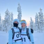 Marine Lorphelin Instagram - Laponie x @defi_delles : J1, je suis émerveillée 🥹 - Invitation - 1.2. 15kms de trail dans un décor irréel 🩵 3. Surprise : descente en luge au 12eme km 😂 4.5. Direction les saunas 🥰 6. Une bande de nanas en or 😘 7. @nini.lanternier & ses chaussettes direction le bain glacé 🥶 8. À mon tour ! Ps : j’ai adoré 👌🏽 9. Bonne nuit pays merveilleux 🥹 #laponie #experience #defidelles #magie #winterwonderland #trail