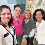 Marine Lorphelin Instagram - C’était cette semaine 🤗 1. Inauguration de @maisonladuree - look @paulandjoeparis 💕 2. La team de nanas du Magazine de la Santé 😘 @emma.strack.off @rymben_ameur @marinacarreredencausse - pull @i.codeofficial 3. Tournage @drgood_officiel - pull @wearefromfuture 🌲 4. Dur dur le réveil @telematin_officiel - pantalon @plume_paris_ & chemise @romee_paris 🪩 5. Team chroniqueurs @adrienrohard @sophievingadassalom - pull @plume_paris_ 🩵 #ootd #looks