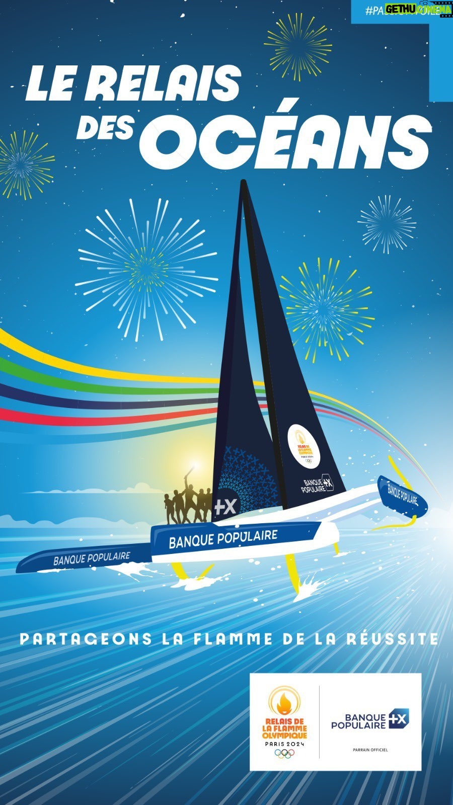 Marine Lorphelin Instagram - ⛵ 𝐑𝐞𝐥𝐚𝐢𝐬 𝐝𝐞𝐬 𝐨𝐜𝐞́𝐚𝐧𝐬 Pour le Relais de la Flamme Olympique de @Paris2024, la réussite et l’excellence à la française sont à l’honneur à bord du Maxi Banque Populaire XI ! De Brest aux Antilles, découvrez la composition des équipages qui participeront à cette aventure exceptionnelle 🔥 #PassionVoile #OuvronsGrandLesJeux #Paris2024