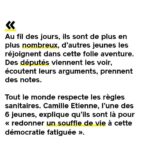 Marion Cotillard Instagram - Chère communauté, je vous invite à vous renseigner sur ce que ces jeunes gens font, à les soutenir si le cœur vous en dit et bien sûr à prendre part à l’action. @graine_de_possible @viel.hugo @pasquet.julie @stacy_algrain @mathis_fids @lougarcia01 et Agathe VOUS ÊTES TOUT SIMPLEMENT GÉNIAUX! Et je pèse mes mots! MERCI MERCI MERCI! Et merci à @raphaelglucksmann pour cette « mise en histoire » ✊🏼 #repost @raphaelglucksmann ・・・ 6 jeunes ont montré comment avec un peu d’imagination et des convictions, on peut renverser des montagnes (un Préfet de police ici, en l’occurrence!) et faire avancer ses idées. Voici leur histoire. @graine_de_possible @stacy_algrain @viel.hugo @lougarcia01 📸 @_nicolasdubois