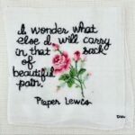 Marisa Tomei Instagram - The Art of Healing: Inspired by Pieper Lewis’s courage and resilience @tanyaauthor, @tinypricksproject and I banded together to offer the following collection for sale to raise funds to support Pieper’s journey: 2 Pieper Lewis quotes stitched by Diana Weymar 2  Mary Oliver poetry fragments stitched by Diana Weymar Assume Nothing: A Story of Intimate Violence by Tanya Selvaratnam and autographed by the author From @newsweek: “Money to support Lewis was raised on GoFundMe by Leland Schipper, one of her former teachers. On the online fundraiser he wrote: ‘In Iowa, there is a law that states that anyone who is convicted of killing a person, regardless of circumstances, must pay that individual's family 150,000 dollars. This law is intended to provide justice to families who lost their loved ones. ‘However, in the case of Pieper, it will require her to pay 150,000 dollars to the family of a man who purchased Pieper's fifteen-year-old body from a sex trafficker, gave her drugs and alcohol, and then raped her repeatedly. ‘Pieper does not owe that man's family justice. Pieper does not deserve to be financially burdened for the rest of her life because the state of Iowa wrote a law that fails to give judges any discretion as to how it is applied. This law doesn't make sense in many cases, but in this case, it's morally unjustifiable. A child who was raped, under no circumstances, should owe the rapist's family money.’” Please share this post and Pieper’s story to help us raise funds to support her. Starting price: $300 excluding shipping. Please comment on this post or DM @tinypricksproject to submit your price. Bidding will continue through #DomesticViolenceAwarenessMonth until November 3. 100% of proceeds will go to #pieperlewis. For resources about #domesticviolence #intimatepartnerviolence, please visit #LinkInBio @tanyaauthor.