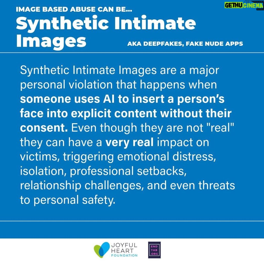 Mariska Hargitay Instagram - There are various forms of Image Based Abuse (IBA). We turned to the expert @adamrdodge to help explain the different kinds of IBA throughout the digital world. Learning what these forms of abuse look like, and go to ENDTAB.org to find out how to protect yourself. TW: These slides include information about sexual abuse, domestic violence, and general trauma. In addition to our work raising awareness around IBA, we also want to let you all know that we are co-hosting the first Virtual Summit on Deepfake Abuse. Learn more about this historic event at the link in our bio.