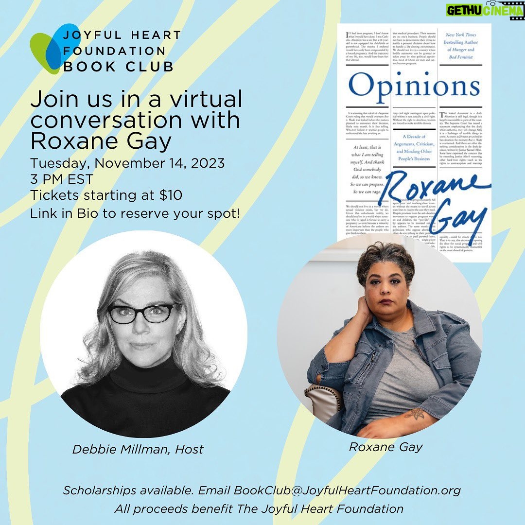Mariska Hargitay Instagram - Exciting #JHFBookClub News! 🎉 Join us for a virtual conversation with @roxanegay74 and @debbiemillman about Opinions! Link in bio. A Virtual Conversation with Roxane Gay, Hosted by Debbie Millman Tuesday, November 14, 3 PM EST Tickets start at $10 (Scholarships available!)