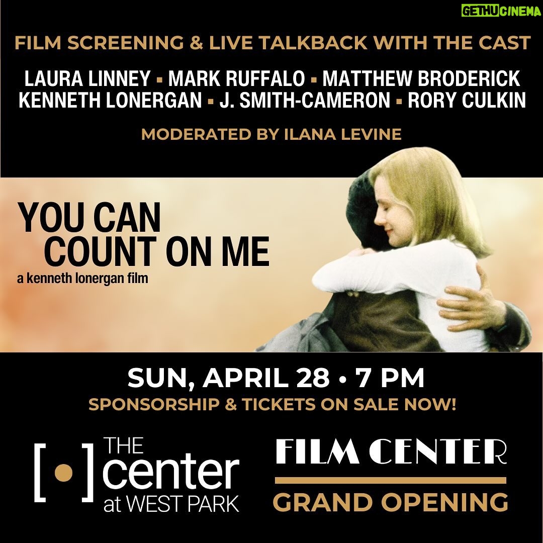 Mark Ruffalo Instagram - ✨Surprise ✨Rory Culkin is joining us Sunday, April 28 for our rewatch of “You Can Count On Me” and our conversation moderated by Ilana Levine of “Little Known Facts with Ilana Levine” podcast. There’s still time to grab your ticket for our event at the @centeratwestpark (Link in bio for more info).