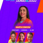 Marta Instagram - Não é só Copa do Mundo! Neste domingo - dia 27.11 - estarei em Niterói para mais uma vez lembrar a importância da igualdade, respeito e empoderamento feminino no Mano a Mano - Donas do Jogo, evento que será realizado na praia de Icaraí, a partir das 10 horas. Estarei ao lado das minhas amigas @crisrozeira, @debinhaa7 e @alline.calandrini para um desafio à moda antiga, no estilo ‘golzinho’. E tenho uma novidade para vocês: vou estrear como técnica!!!! Venha ver de perto, as inscrições são gratuitas e você ainda pode garantir seu lugar no link https://godream.com.br/ O Mano a Mano - Donas do Jogo é uma realização da @dreamfactory_brasil e @x3mbrasil, em parceria com a @niteroipref e @govrj e patrocínio de @guaranaantarctica e @enelbrasil