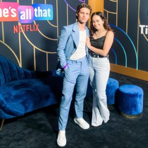 Mary Mouser Instagram - GO WATCH MY BEST FRIEND FREAKING KILL IT IN @hesallthatmovie!!! 

v v proud bestie right here 💖

also - I love you, @tannerbuchananofficial, for putting up with my antics. And honestly, you usually just match my antics with your own 😂 so thanks for that too.