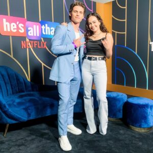 Mary Mouser Instagram - GO WATCH MY BEST FRIEND FREAKING KILL IT IN @hesallthatmovie!!! 

v v proud bestie right here 💖

also - I love you, @tannerbuchananofficial, for putting up with my antics. And honestly, you usually just match my antics with your own 😂 so thanks for that too.