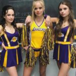 Mary Mouser Instagram - I loved rocking Sam’s Laker Girl halloween costume & these were some epic filming days of @cobrakaiseries S1 w my girlssss 💜💛 ARE YOU GUYS DRESSING UP FOR HALLOWEEN THIS YEAR? If so, TELL ME ABOUT YOUR COSTUMES - anyone dressing up as CK characters?? 👀 PS. Peep the shots from when @xolo_mariduena stole my phone on set 🙄