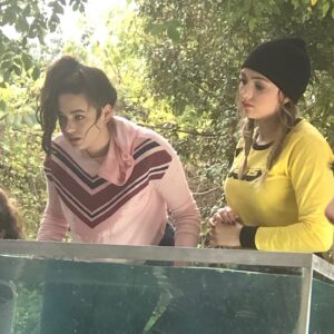 Mary Mouser Instagram - I’m not the only one who has dreams that are SO vivid you could swear that you spent a whole day filming them with an entire cast and crew, right? 😳

swipe through to see how Sam’s nightmare was done. >>>

I have to know, did you guess it was a dream before Sam woke up? When I read the script I was TOTALLY caught off guard! 

my favorite thing about this is seeing @peytonlist and I sneaking in little smiles between takes bc we had to pretend we were in battle but in reality we were having a blast 😂

shout out to @juliastunts and @jahnelly for making us look extra bad-ass at all times! 👊