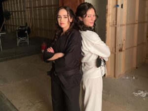 Mary Mouser Instagram - season 5 bts post simply has to be dedicated to my favorite karate moments. well, some of them anyway. here’s some in between moments, some making-of moments, and best of all - some jam sessions/dance party/training-our-butts-off moments with my CK fam. 

as you can see, we all work very hard. esp Jacob. 

anyway - tell me your fave fight moments from season 5??