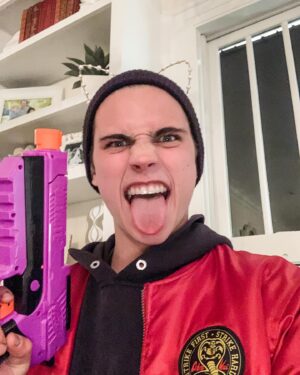 Mary Mouser Instagram - a couple of @cobrakaiseries BTS shots - aaaaand then a saga of my phone being stolen and used for secret selfies by my “friends” 😒

Am I just too trusting that I leave my phone out on set? Or are these guys the real problem here? 😂 BTW - I’m coming for ALL OF YOUR PHONES NEXT SEASON 😈

Can you guys guess what episodes each of these shots came from?!