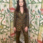 Mary Mouser Instagram - ❤️‍🔥🌹❤️‍🔥 stylist: @laura_sophie_cox hair: @michaelduenas make up: @courthart1 thanks for making me feel like an absolute rockstar 💚 suit: @gucci shoes: @gucci tights: @richardquinn jewels: @thisisstateproperty & @cathywaterman