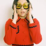 Mary Mouser Instagram - ❤️‍🔥👓🧨 I felt like I should be wreaking havoc on a famous chocolate factory w a golden ticket in hand for this shoot for @whowhatwear . photographer: @davidkatzinger styling: @laura_sophie_cox make up: @courthart1 hair: @_katthompson_ ‘fit: @vivetta @gucci @beladorajewelry