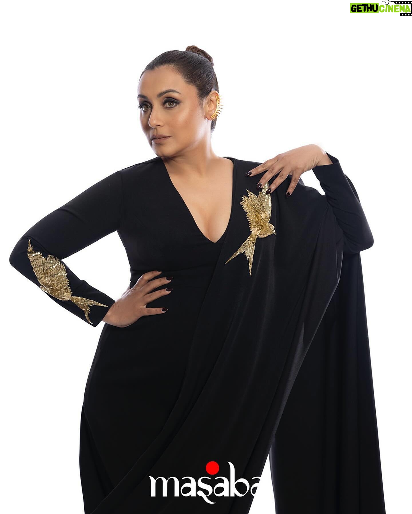Masaba Gupta Instagram - #ranimukerji in custom @houseofmasaba ⢠I love dressing Rani because of how sure she is about what she likes to wear. A woman completely attuned to her body. Comfort being priority and one simple phone call later a quick discussion on hair,makeup and accessories,the look comes to life both in my head and in reality. Congratulations on your big win last night š¤š¦āā¬