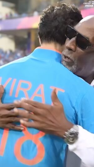 Masaba Gupta Instagram - I didn’t get to see my father play cricket live and I’ve always regretted that but I got to see one of his favourites play @virat.kohli - legends only! cheering loud and proud for india today!!!! 🩵🇮🇳 @icc @cricketworldcup @indiancricketteam