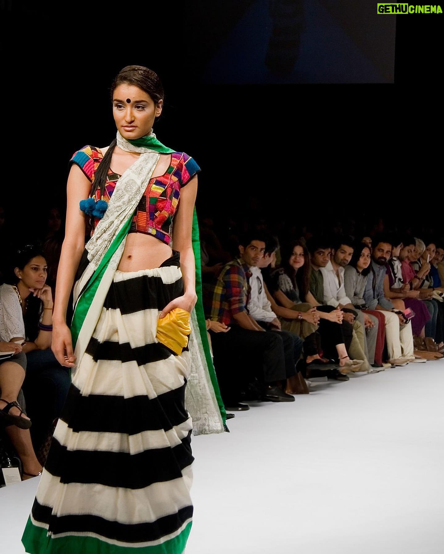 Masaba Gupta Instagram - All eyes on the pocket saree. My debut show at Lakmé Fashion Week GenNext program | Spring/Summer 2009. This was the first time the Pocket Saree made its debut on the runway and in the world, redefining everything the sari stood for & making it more palatable for a younger audience…something I believe in doing even today.