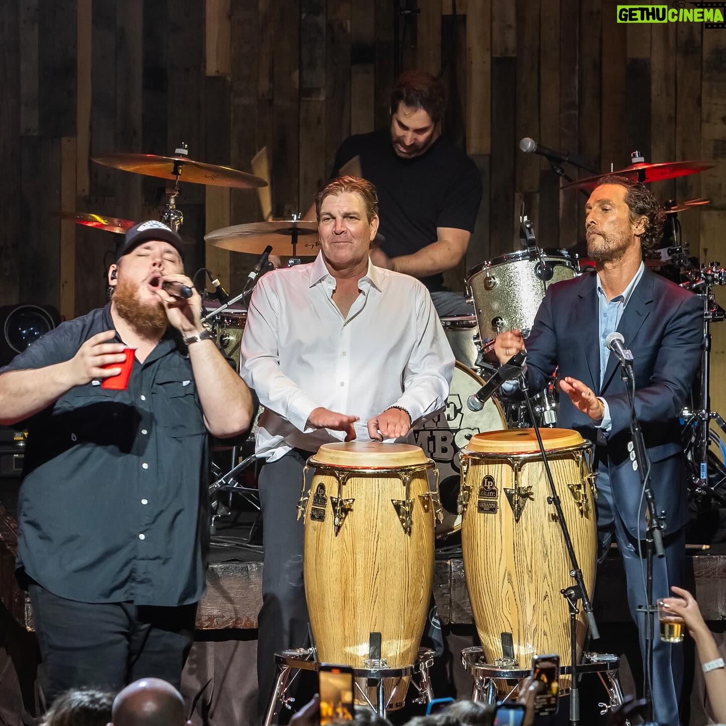 Matthew McConaughey Instagram - it was a family affair @mackjackmcconaughey thank you to all the artists, supporters and a big thank you to @lukecombs for sharing the stage. together, we made a BIG difference for a lot of kids in NEED #justkeeplivin