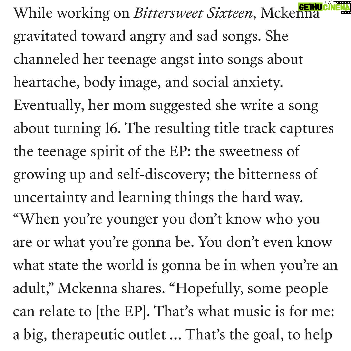 Mckenna Grace Instagram - ๐Thank you @teenvogue for the amazing article about Bittersweet 16๐