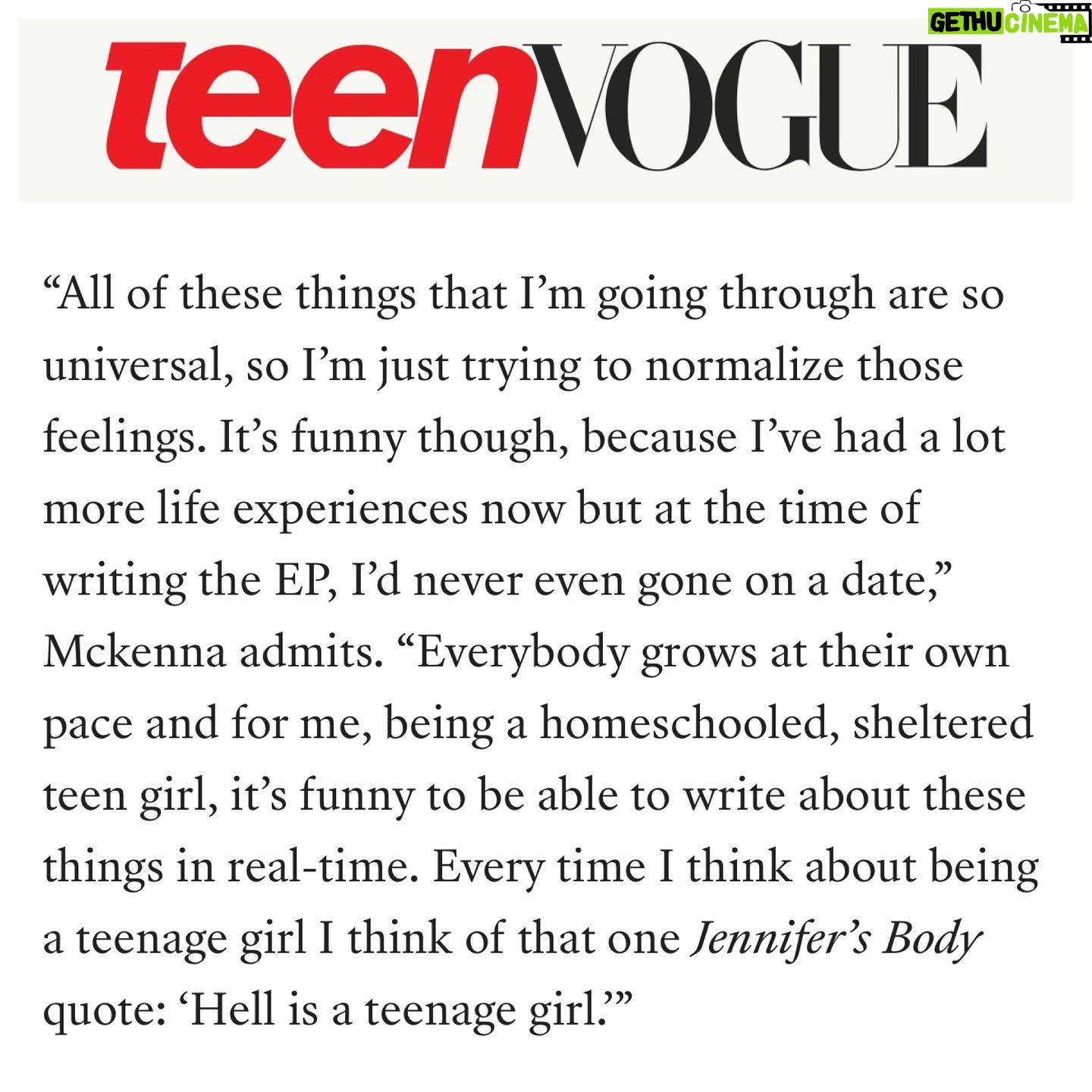Mckenna Grace Instagram - ๐Thank you @teenvogue for the amazing article about Bittersweet 16๐
