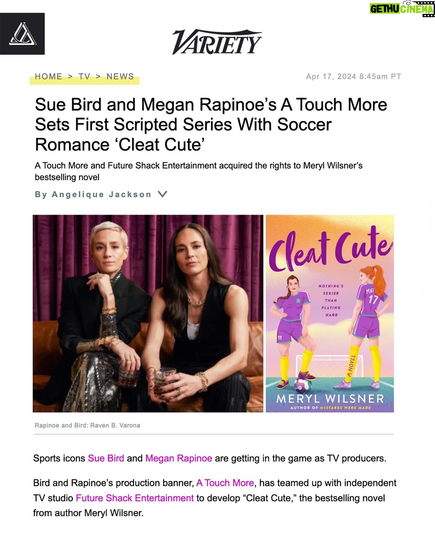 Megan Rapinoe Instagram - Big news! We’ve teamed up with Future Shack Entertainment to develop “Cleat Cute,” the bestselling novel from author @merylwilsner. “Cleat Cute,” which surged in popularity due to “BookTok,” marks the first scripted series project for A Touch More! 📰 See the full press release at the link in our bio.