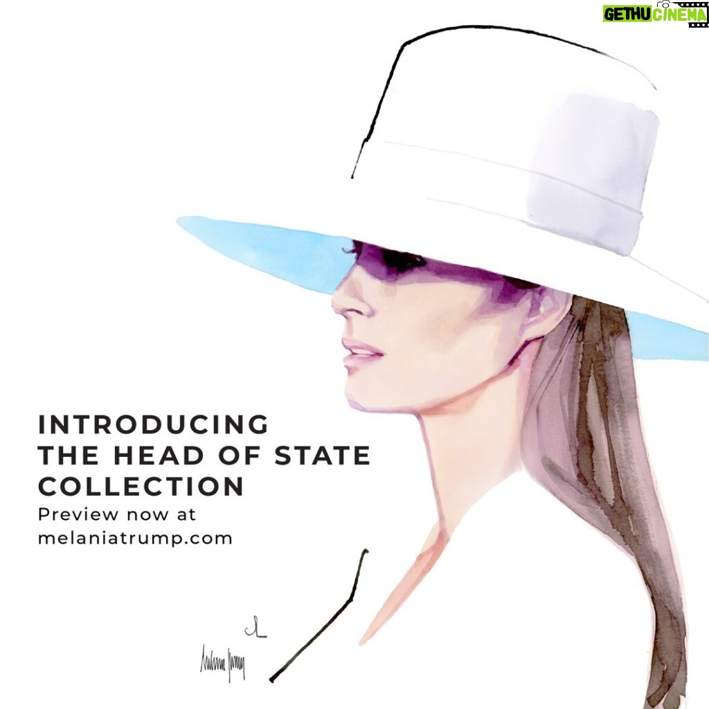 Melania Trump Instagram - Preview the historic ‘Head of State’ auction today at melaniatrump.com   The important collection features three one-of-a-kind signed items, including the iconic white hat worn during the French Republic's State Visit.  A portion of the proceeds will support children from the foster care community. #MelaniaNFT #FosteringTheFuture #BeBest #HeadOfState