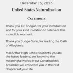 Melania Trump Instagram - I was honored to receive the invitation to participate in the Naturalization Ceremony on Bill of Rights Day. I can personally relate to the wave of emotions experienced by the individuals and their families in yesterday’s ceremony. https://melaniatrump.com/official-statements/12-15-2023