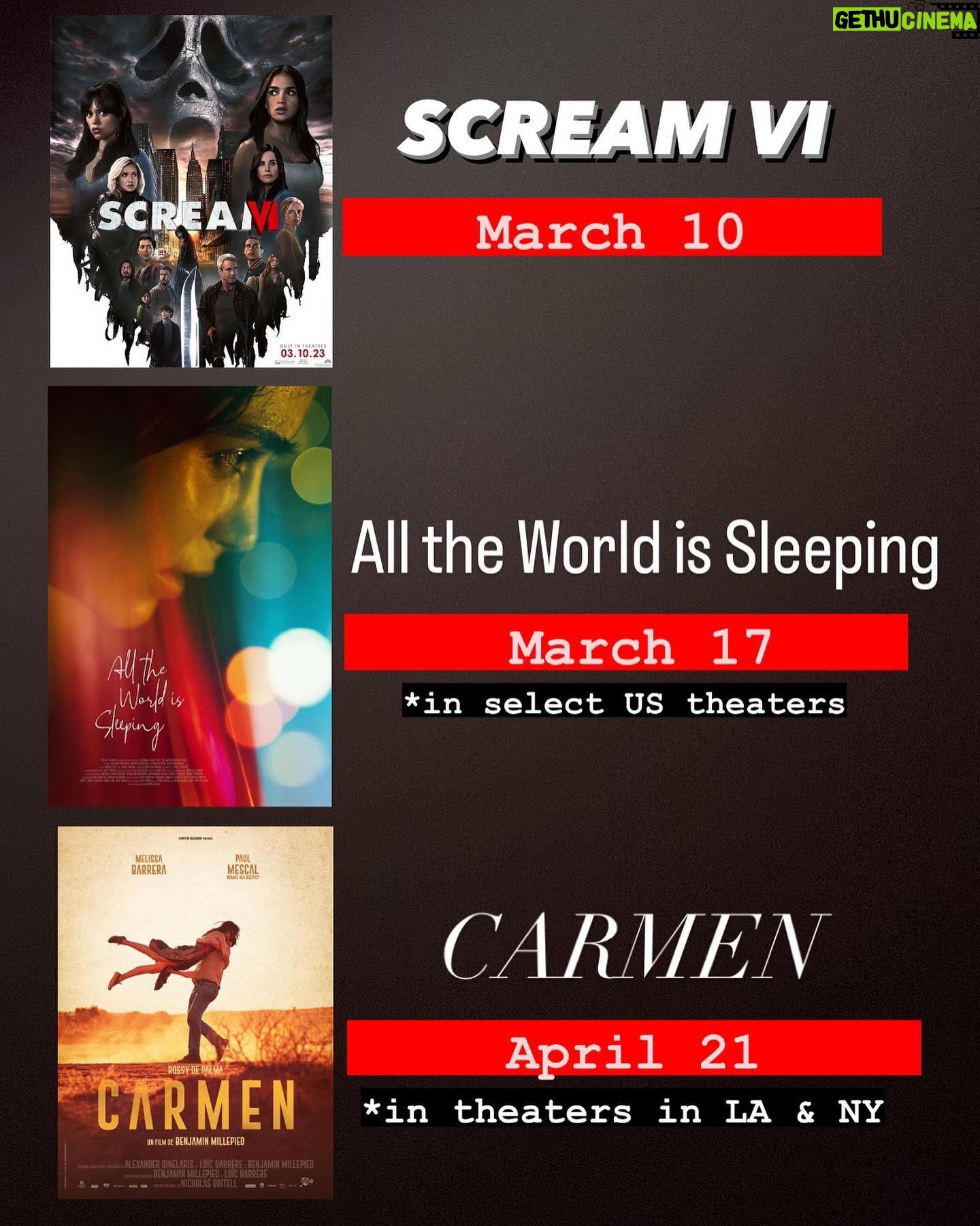 Melissa Barrera Instagram - *Shameless self promotion* Feeling so excited and grateful about the next two months and being able to share these three movies with you! Iām so proud of the work we all put into each project and am feeling so blessed to have them all in theaters š what is this life?! Thanks for your support. Go check them out šš» poured my heart into all of them.