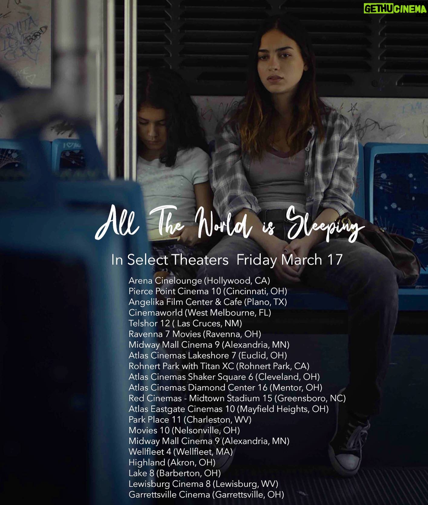 Melissa Barrera Instagram - 🚨THIS FRIDAY🚨 All the World is Sleeping - will be hitting these theaters Friday March 17, some for only ONE DAY. If you or someone you know lives in one of these cities please share and spread the word ❤️🙏🏻 The struggle of indie film distribution is that we get few theaters and virtually no promotion. But it speaks volumes when people show up to the theaters to support. So if you can, please do! Buy tickets 🙏🏻And if you can’t, please watch on demand at home, it will be available same day to stream 🥹 I’m so proud of this movie and everyone that poured their souls into it. Love y’all. Thank you thank you thank you in advance❤️ Excited to share this story with you!