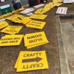 Melissa Ponzio Instagram - What would we do without locations keeping us in line with our yellow signs? #StayOfTheGrass #Crafty
