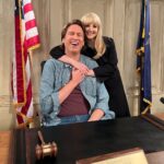 Melissa Rauch Instagram - Abby and Rand ❤️ The incredibly wonderful and extremely hilarious @peteholmes guest stars on #NightCourt tonight 8/7c on @NBC and streaming on @peacock