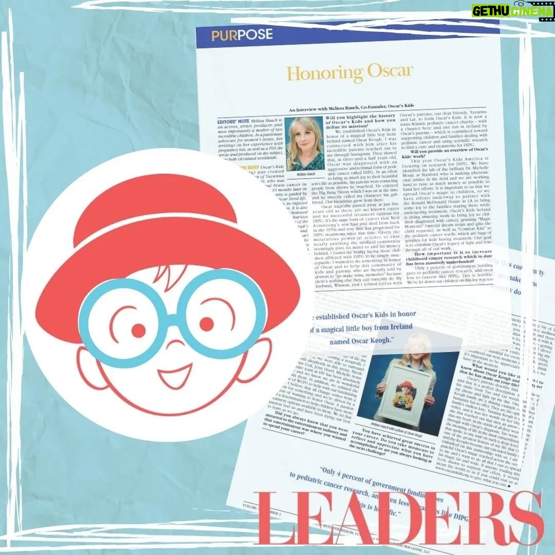 Melissa Rauch Instagram - Thank you Leader’s Magazine for this discussion about @oscarskidsamerica & @oscarskidsireland and for your support of the work we’re doing. ♥️ Link to article in @oscarskidsamerica bio! Reposted from @oscarskidsamerica: "Thank you to Leaders Magazine for featuring Oscar’s Kids and sharing our mission of spreading Oscar's legacy of light and love, through funding vitally needed research, and bringing joy to children and their families affected by pediatric cancer."